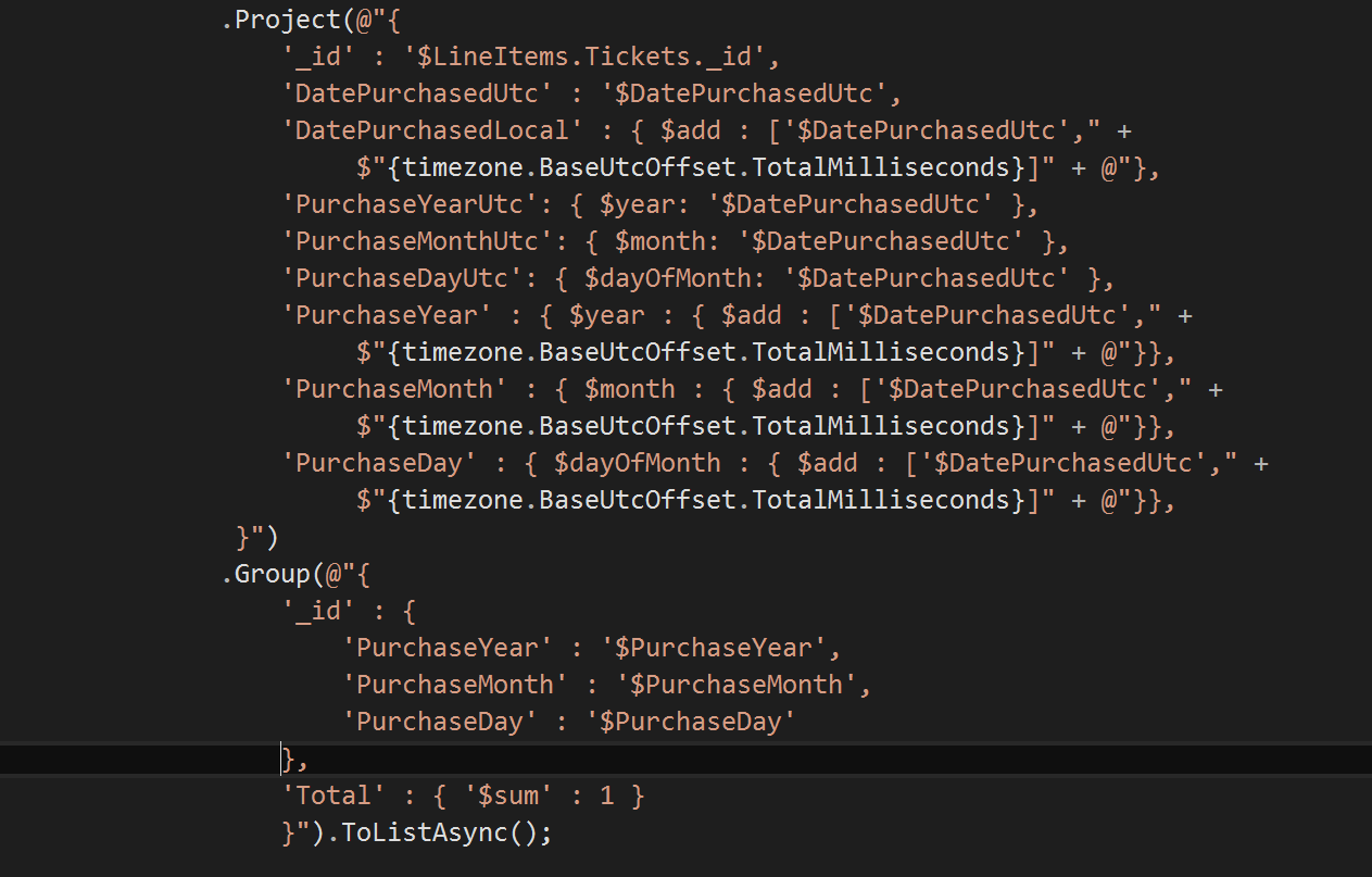 An example of DateAdd and DatePart like functions in MongoDB with Projection to perform Grouping queries with Timezones