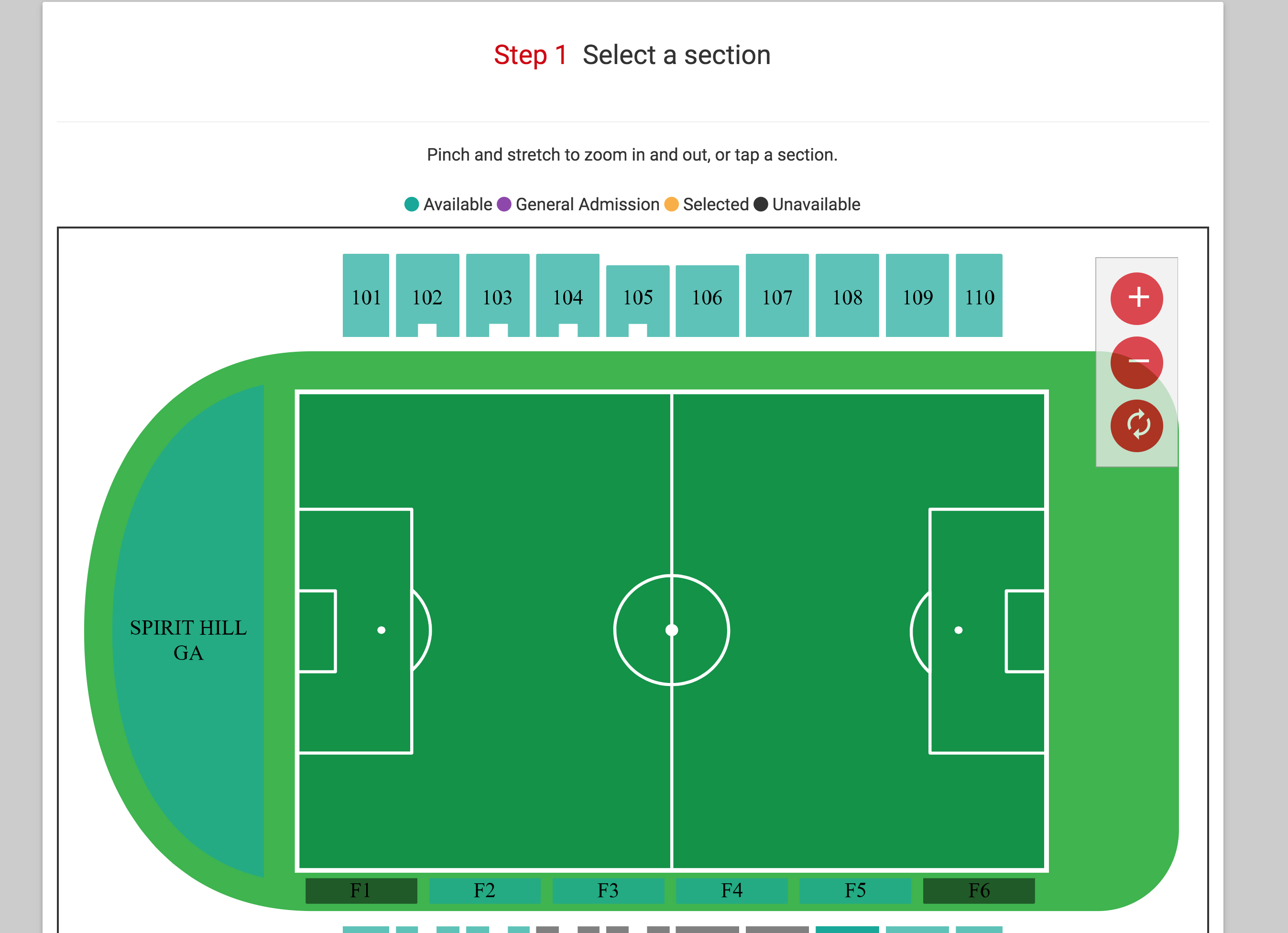 An example that shows seated venues created in the TicketSocket system.